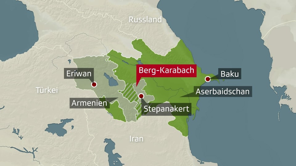 Karte von Armenien, Aserbaidschan und Berg-Karabach.