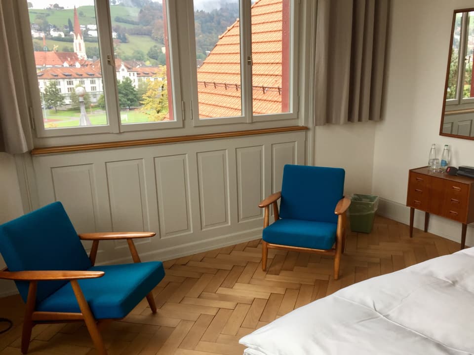 Aussicht aus einem der 21 Hotelzimmer der Militärkantine in St. Gallen.