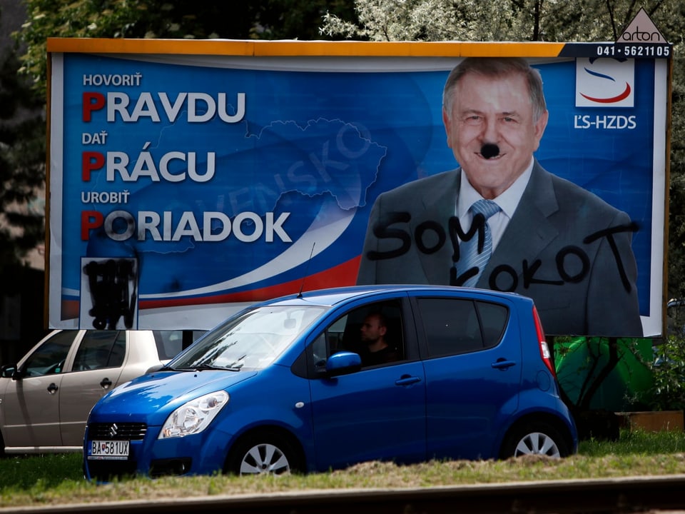 Plakat mit Vladimir Meciar