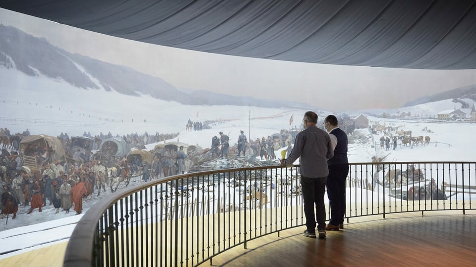 Menschen vor Panorama-Gemälde