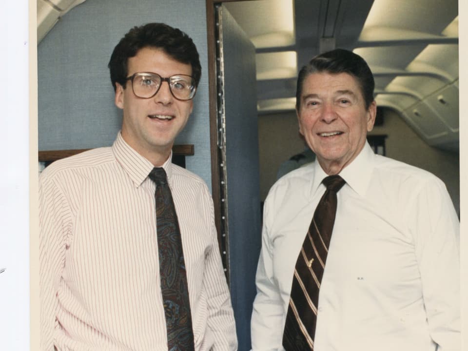 Peter Robinson mit Ronald Reagan in der Air Force One