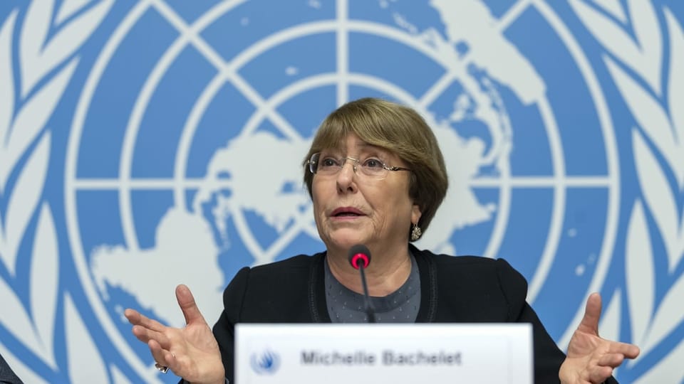 Michelle Bachelet am UNO-Hauptsitz in Genf. 