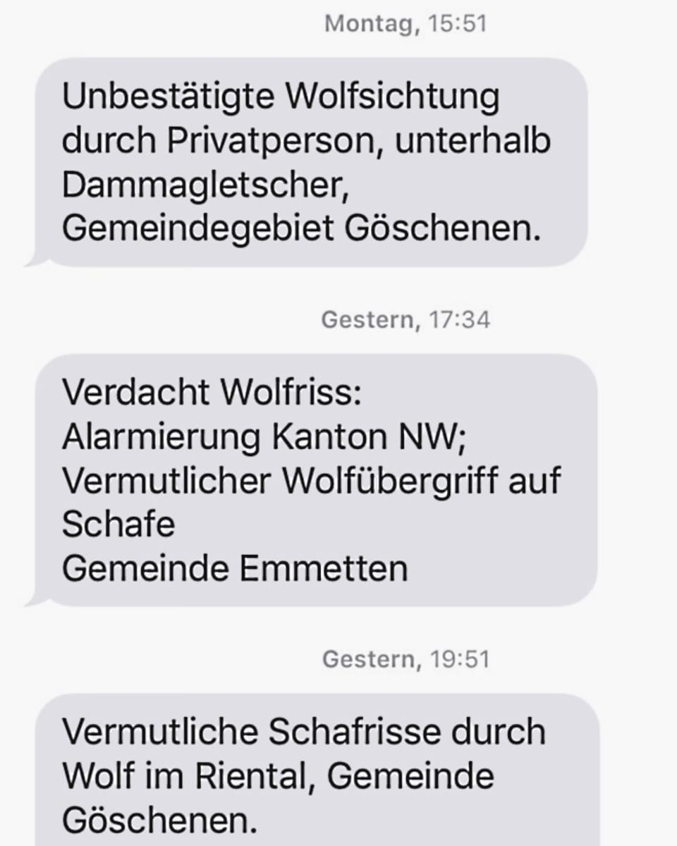 Wolfsalarm per SMS.
