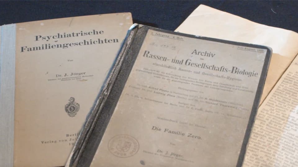 Aufsicht auf eugenische Archiv-Dokumente aus den 30er-Jahren 