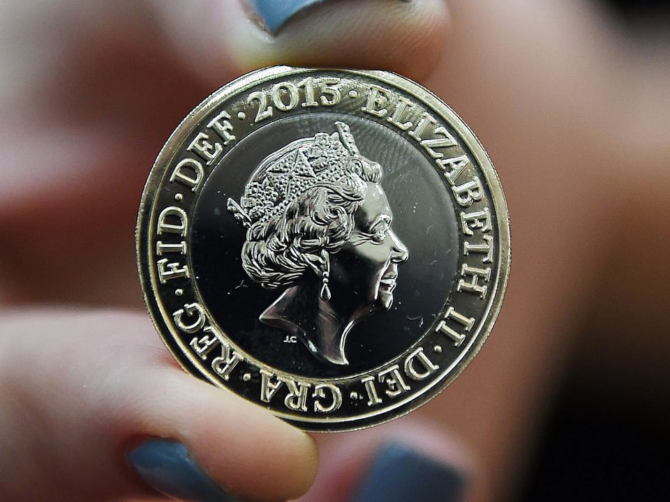 Pfund-Münze mit Queen.