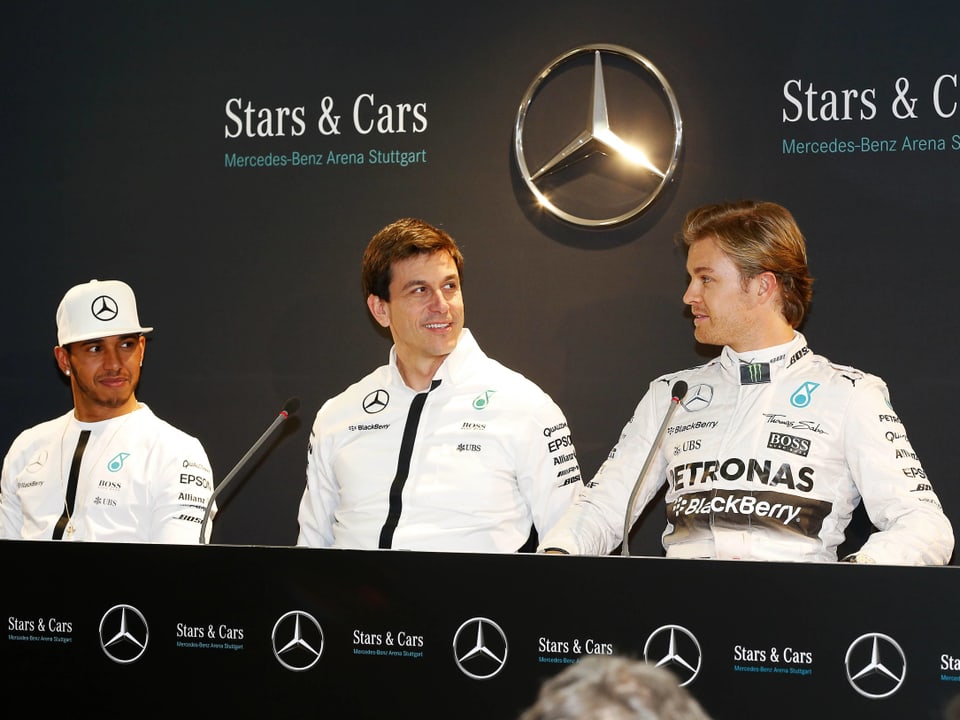 Mercedes mit Lewis Hamilton, Motorsportchef Toto Wolff und Nico Rosberg dominiert die WM seit 2014 ohne Konkurrenz.
