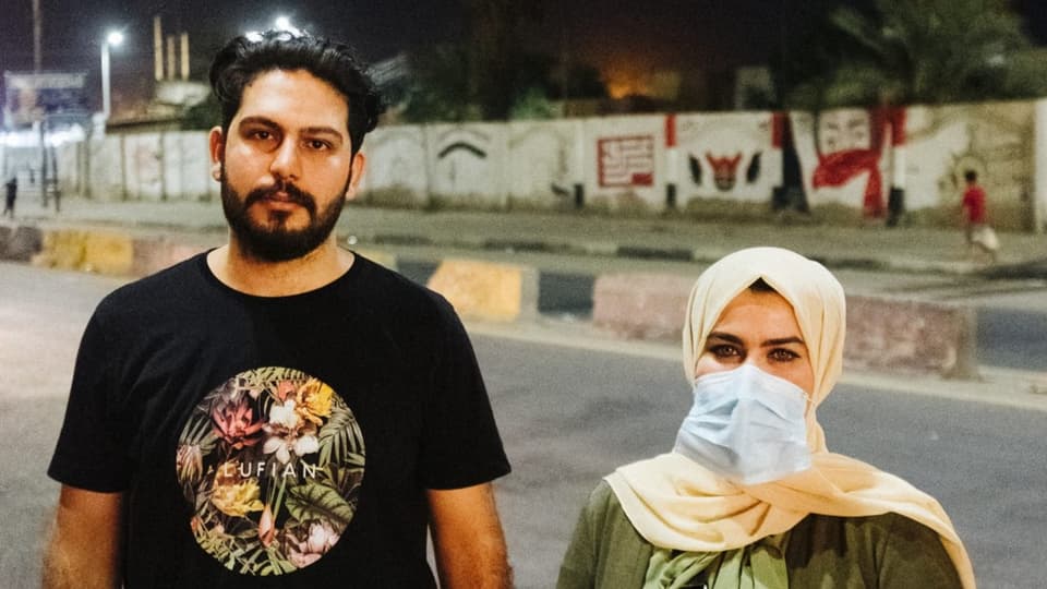 Mohammed und Alaa nach der Demonstration auf der Strasse
