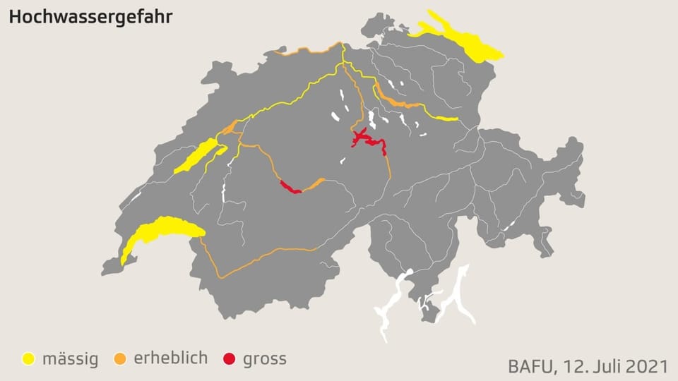 Schweizer Karte mit Gewässern