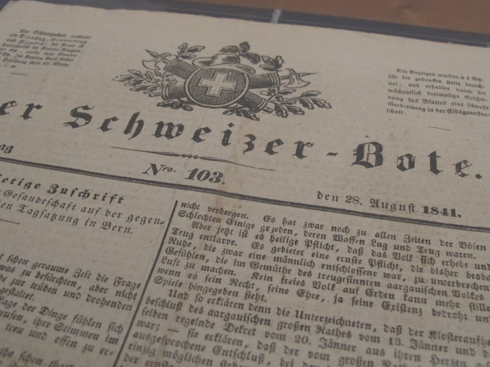 Titelblatt eines Schweizer Boten von 1841