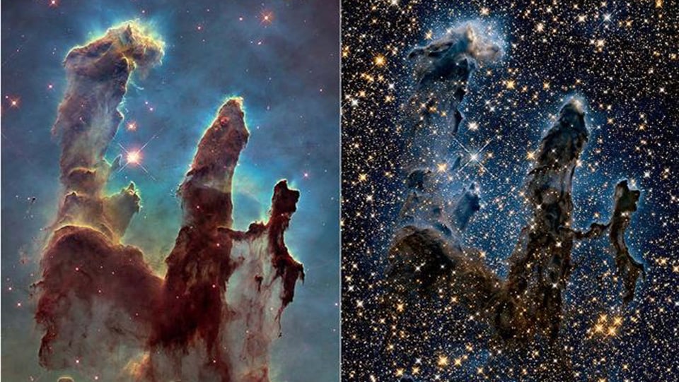 Die Säulen der Schöpfung in zwei verschiedenen Varianten. 