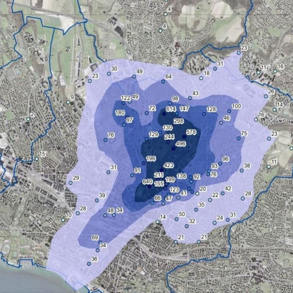 Verschmutzte Bereiche der Stadt Lausanne