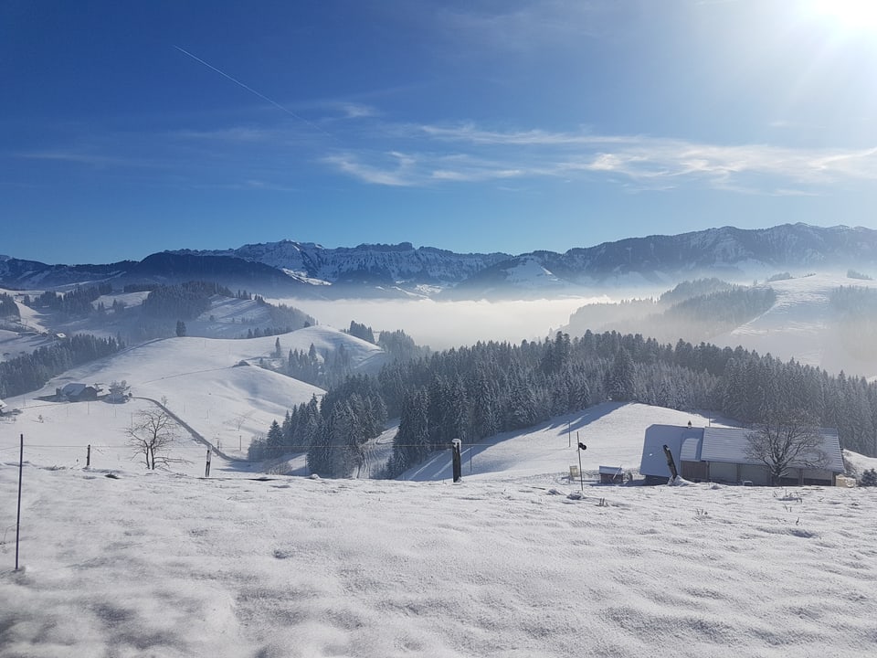 Schneebedeckte Landschaft von Knubelsegg - Escholzmatt.