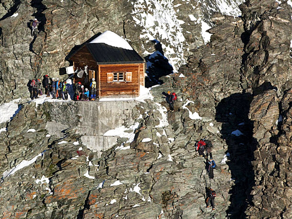 Die SAC-Solvay-Hütte am Matterhorn.