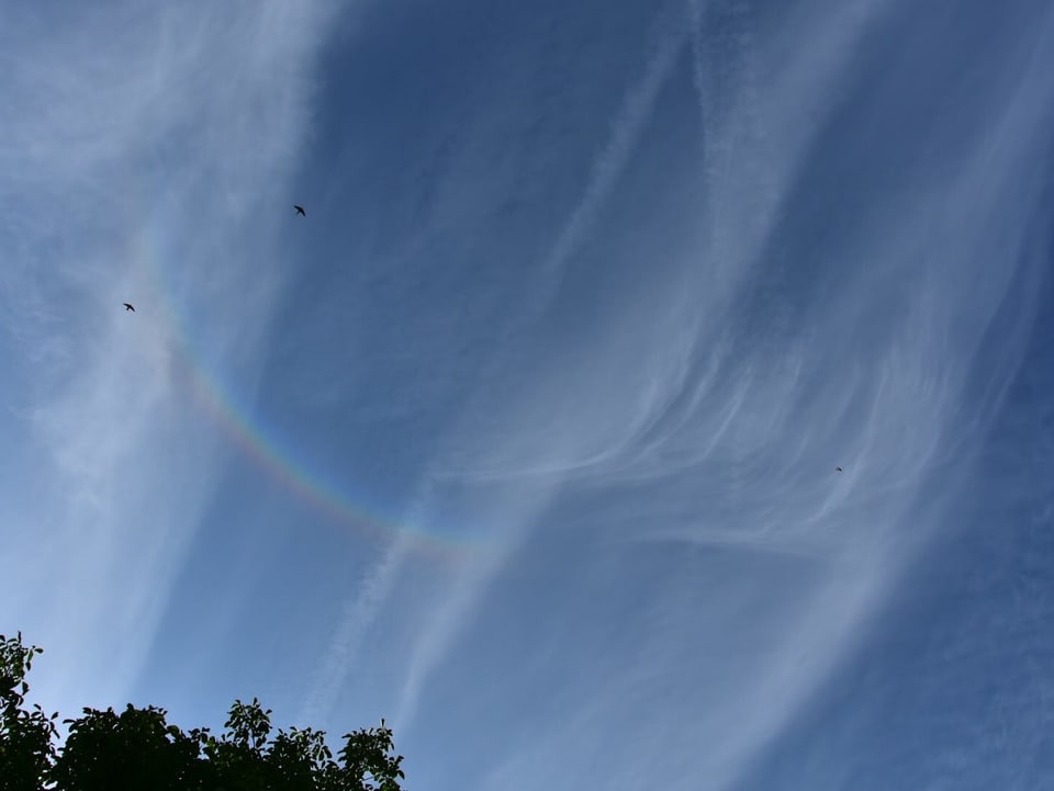 Farbiger Kreissektor am Himmel mit Schleierwolken.