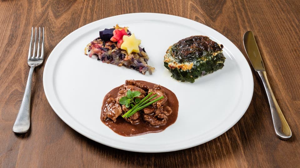 Rezepte Landfrauenküche 2018 - Geschnetzeltes Lammfleisch mit Rösti und