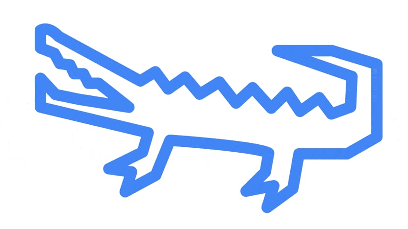 Zwei Skizzen, eine Kettensäge und ein Vorschlag von Auto Draw dazu: Ein Krokodil.