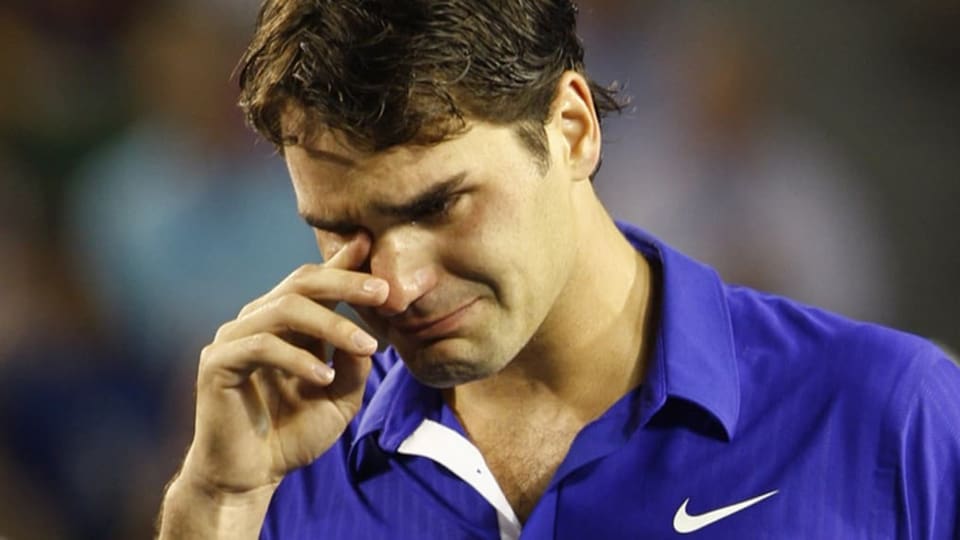 Weinender Roger Federer 2009 in Melbourne