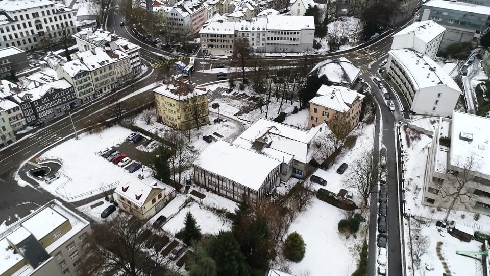 Platztor-Areal von oben, mitten in der Stadt St. Gallen