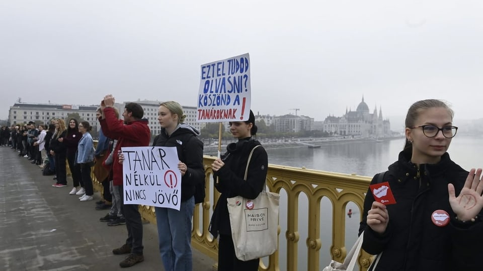 Lehrerstreik in Budapest.