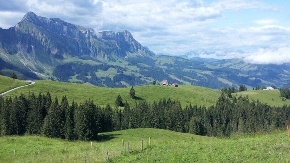 Aussicht von der Alp Imbrig ins Tal.