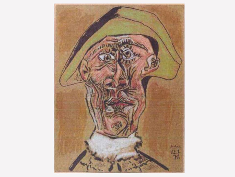 Porträt von Pablo Picasso als abstrakte Darstellung eines Mannes.