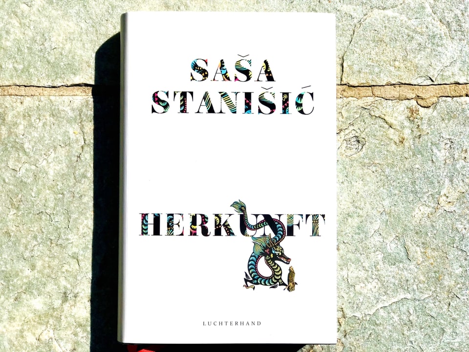 Das Buch  «Herkunft» von Saša Stanišić liegt auf einem Steinboden