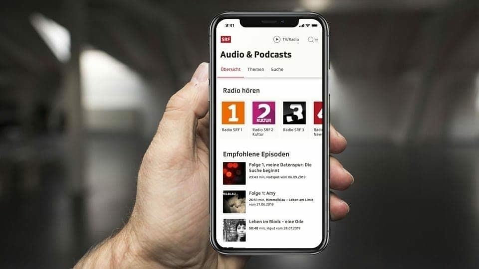 Die Startseite der Podcast- und Audioplattform auf einem Smartphone