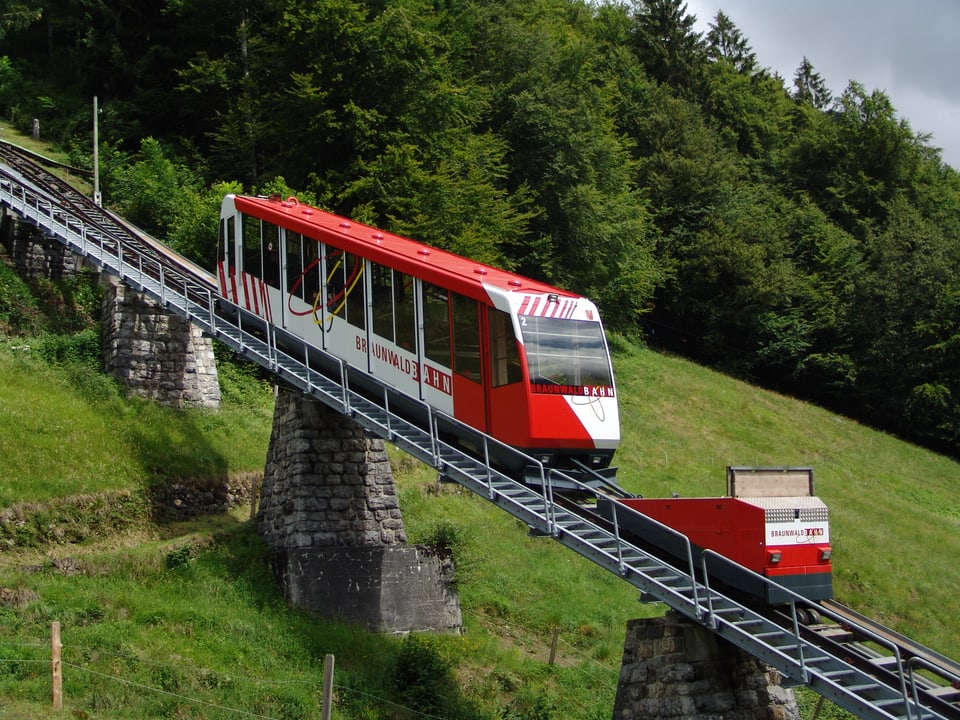 Braunwaldbahn ab 2007 in Rot-Weiss