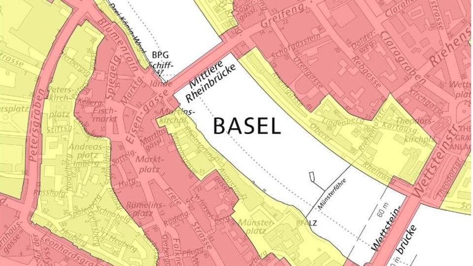 Karte der Basler Innenstadt