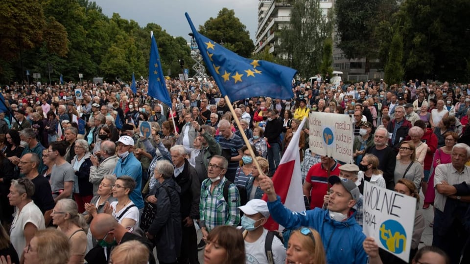 Protest gegen Rundfunkgesetz in Polen.