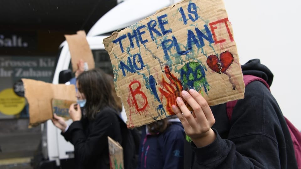 Schild an einer Demonstration mit der Aufschrift: «There is no Planet B»