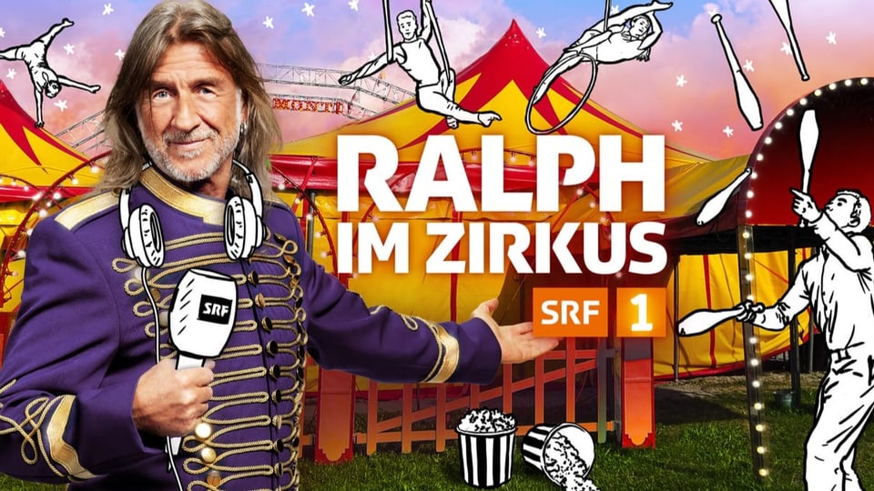 Ralph Wicki auf einer Collage mit Zirkuszelt im Hintergrund und einem Comic-Jongleur zur Seite.