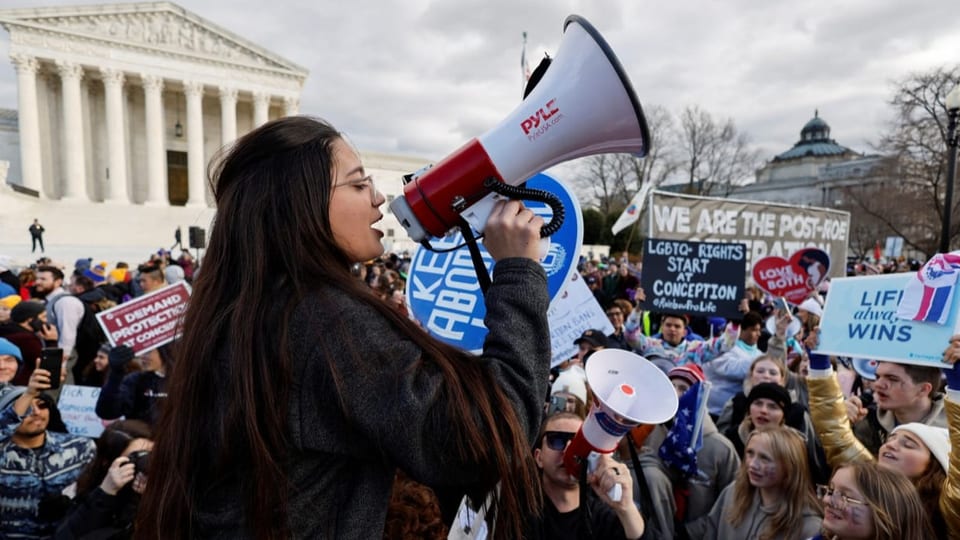 Menschen demonstrieren am Marsch fürs Leben in Washington gegen Abtreibung.