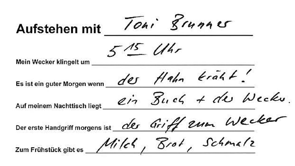 Handschrift von Toni Brunner.
