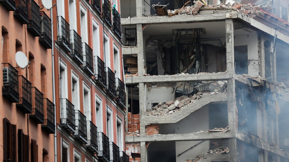 Zerstörtes Gebäude in Madrid.