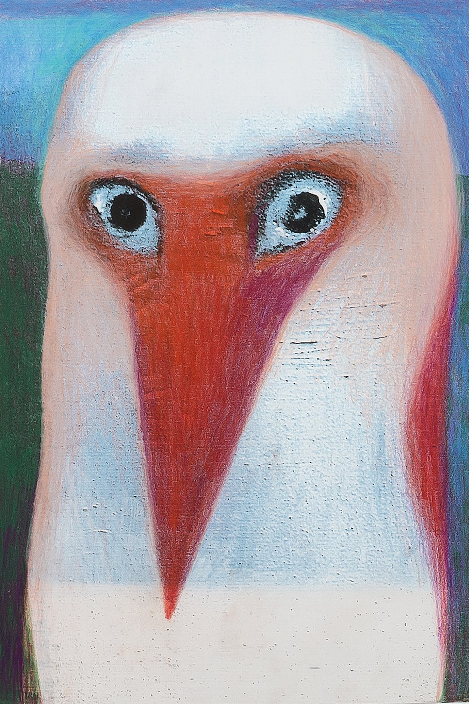 Weisser Vogel mit rotem Schnabel
