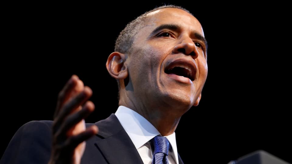 US-Präsident Barack Obama hinter einem Rednerpult.
