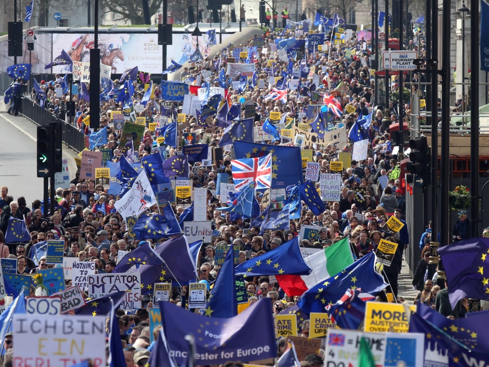 In London demonstrieren Tausende für die EU.