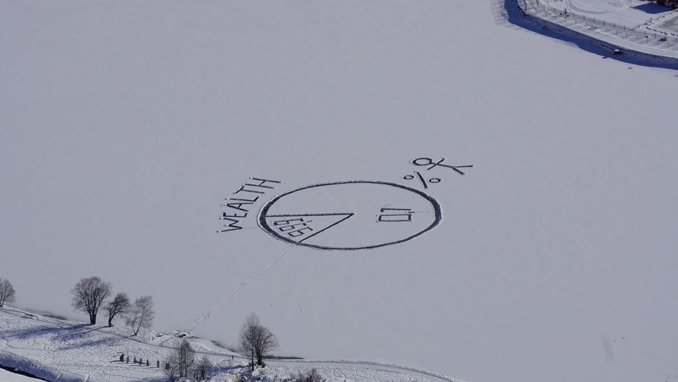 Diagramm in den Schnee gemalt