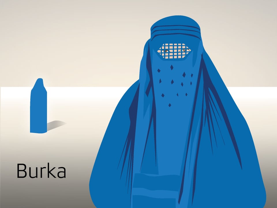 Illustrierte Frau mit Burka.
