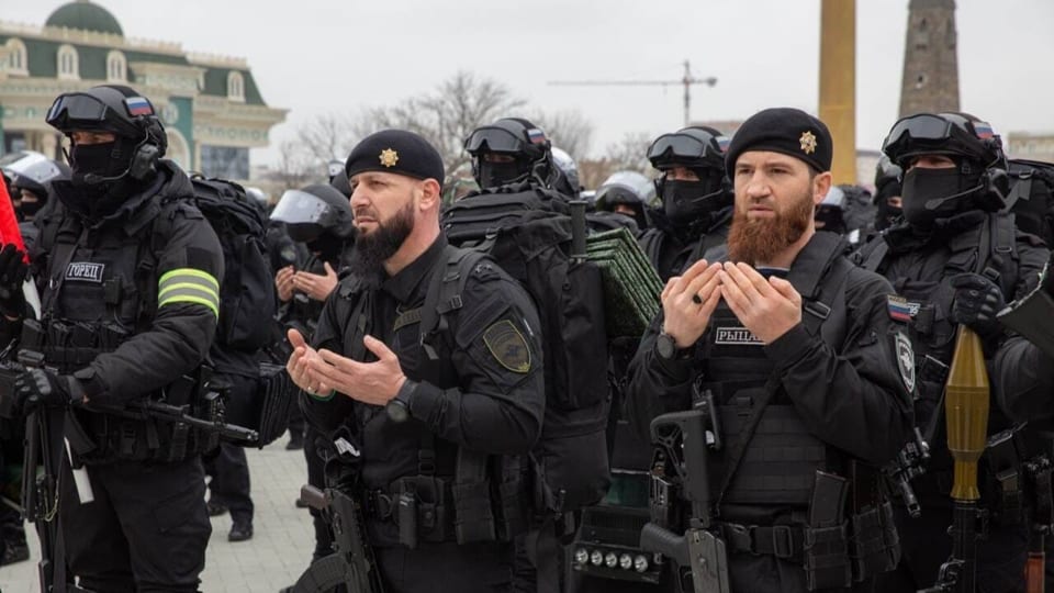 Kadyrows Truppen am 25. Februar in Grosny.