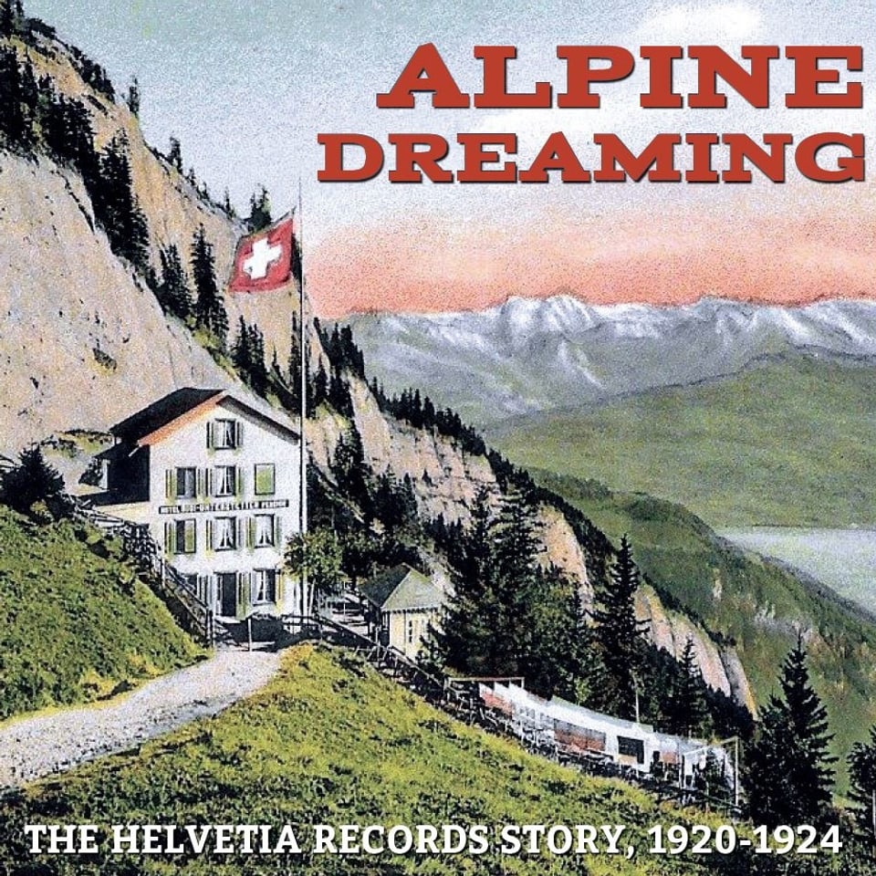 Ein Albumcover mit Bergen und einer Schweizer Flagge