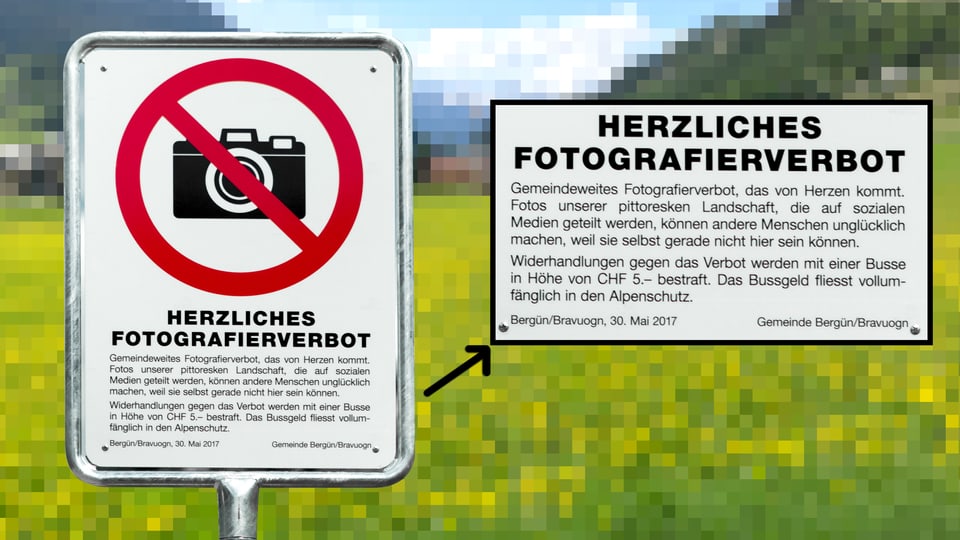 Verbotstafel fürs Fotografieren