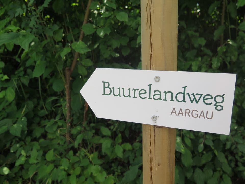Wegweiser Buurelandweg Aargau.