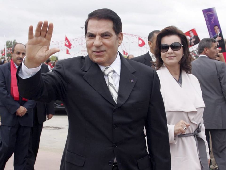 Tunesiens Präsident Zine El Abidine Ben Ali und seine Frau Leila.