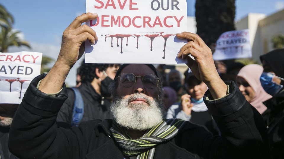 Protest gegen Präsident Saied, 13. Februar in Tunis