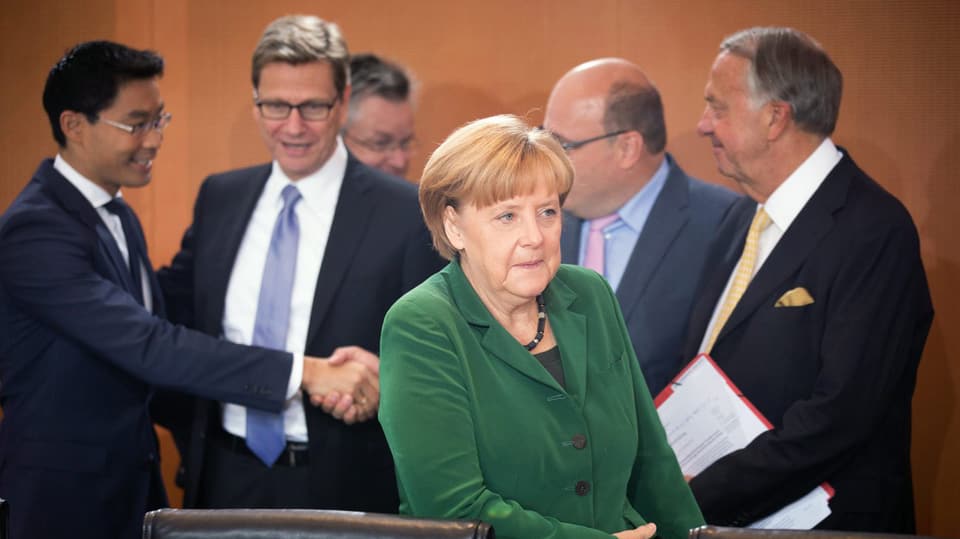 Kanzlerin Angela Merkel bei der letzten Kabinettssitzung vor der Wahl am Sonntag. 