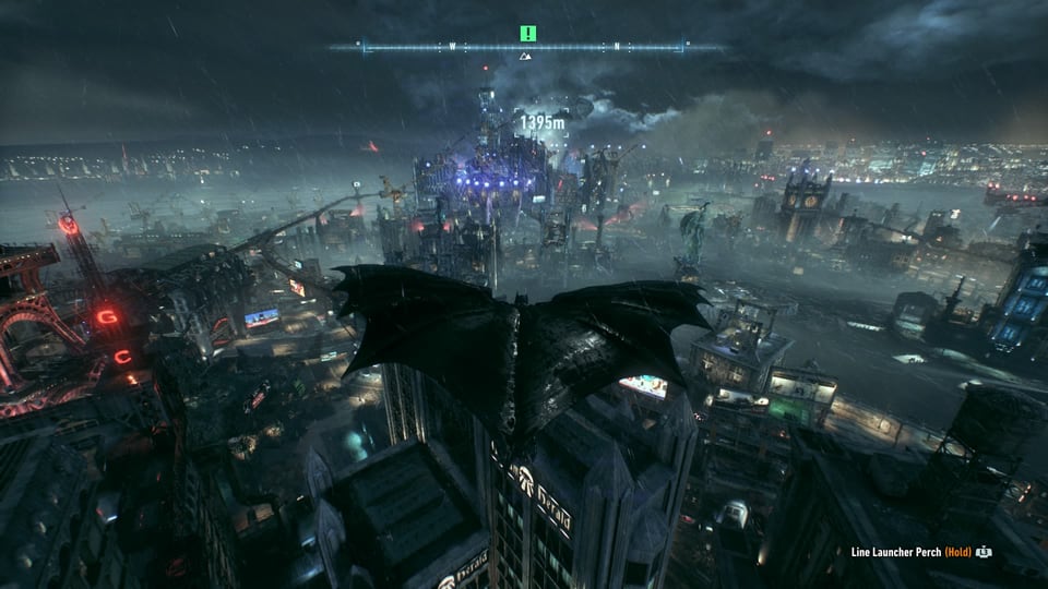 Batman fliegt über Gotham.