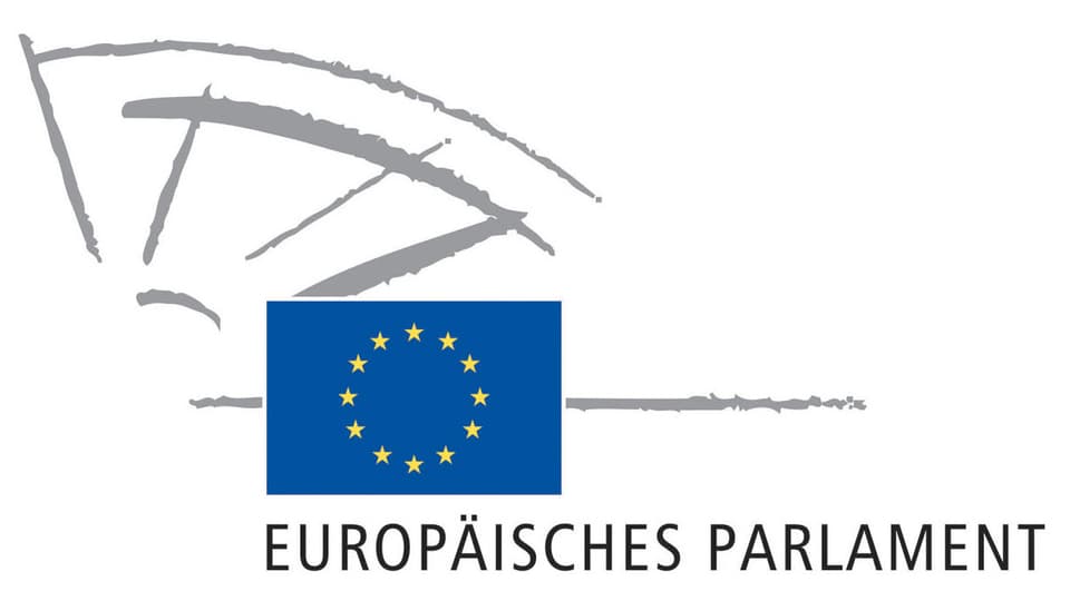 Das Logo des Europäischen Parlaments mit der EU-Flagge.