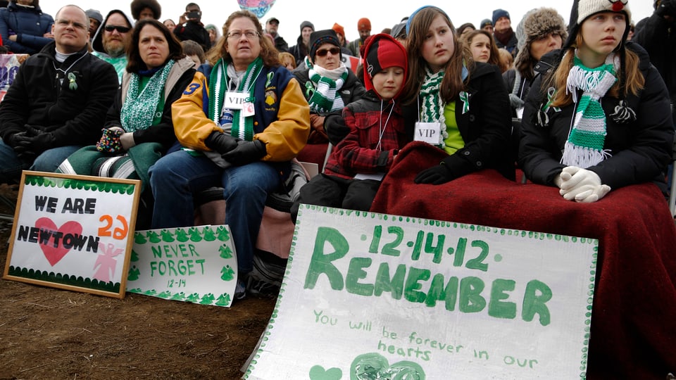 Einwohner von Newtown an der Demo in Washington